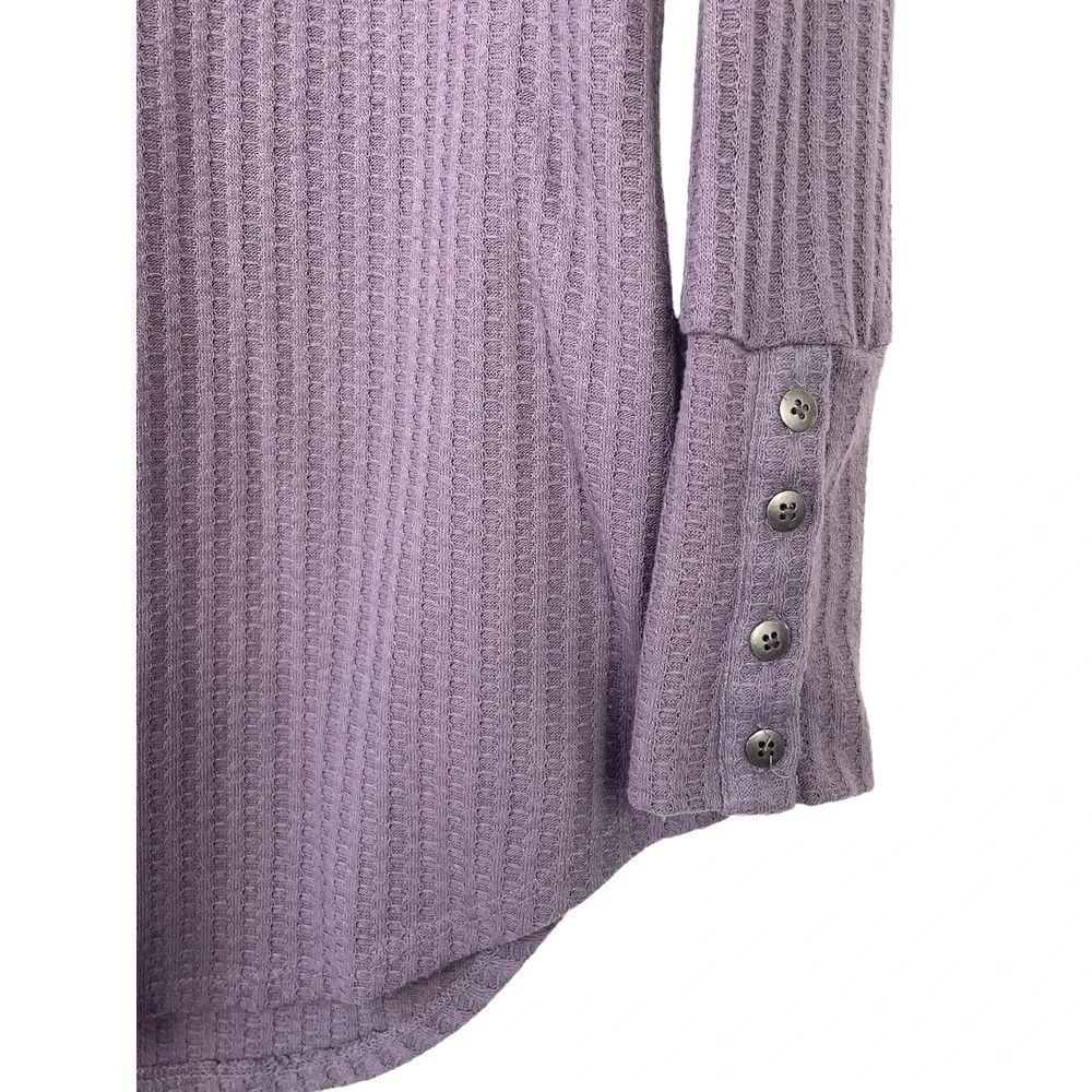 Chaser Waffle Knit Long Sleeve Thermal Top Mystic Purple Small Casual Cozy
